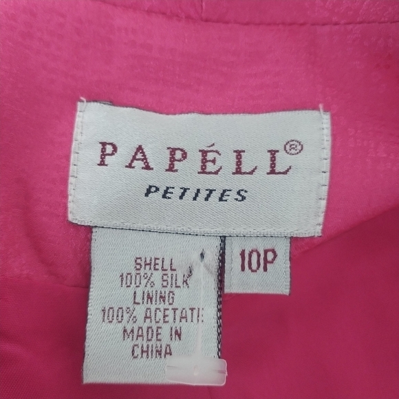 Papell Petites 100 percent Silk Pink Embroidered Blazer Jacket Formal 10P - Picture 5 of 14